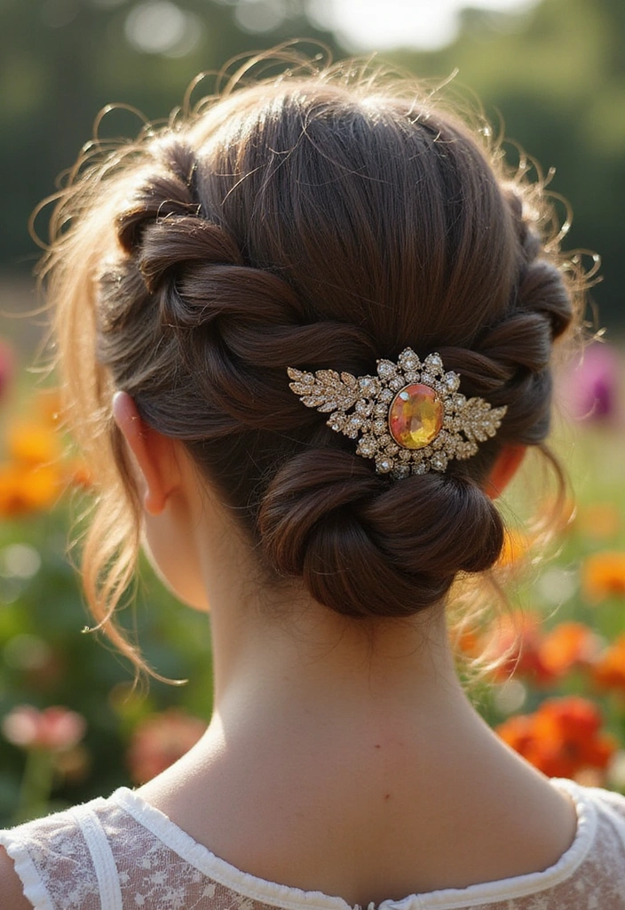 10 Spring Hair Decor Ideas That'll Make You the Envy of Every Garden Party! - 9. Vintage Brooches in Hair