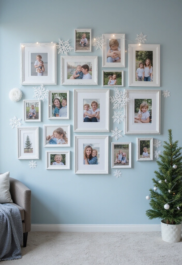 13 Seasonal Photo Wall Ideas That Will Keep Your Home Fresh Year-Round (Don’t Miss #4!) - 1. Winter Wonderland: Cozy and Inviting