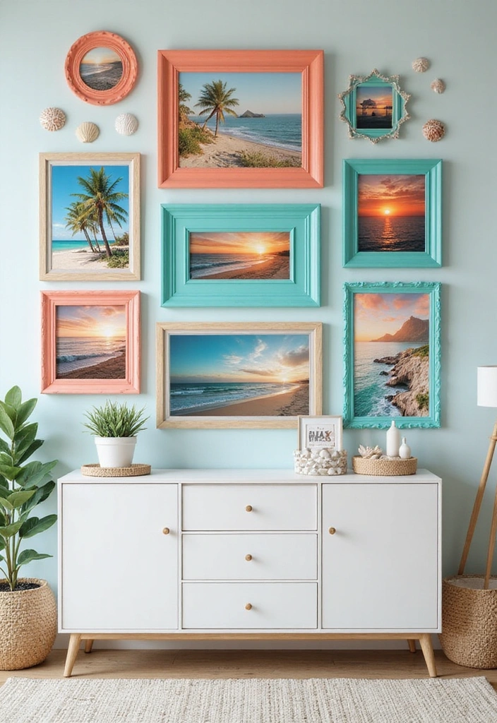 13 Seasonal Photo Wall Ideas That Will Keep Your Home Fresh Year-Round (Don’t Miss #4!) - 6. Tropical Escape: Beachy Dreams