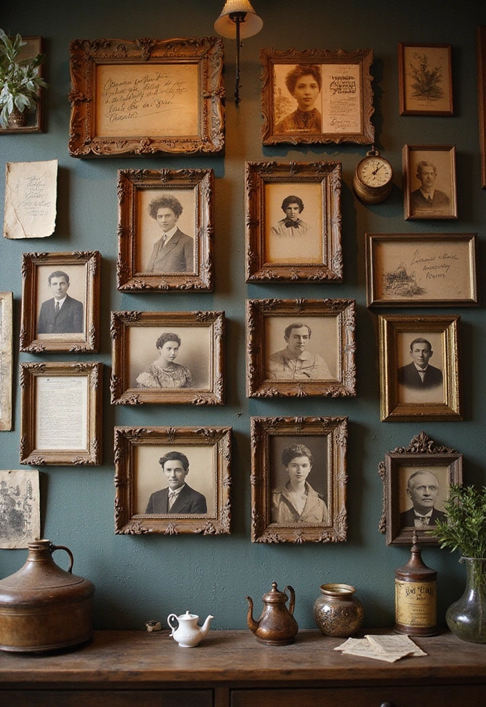 13 Seasonal Photo Wall Ideas That Will Keep Your Home Fresh Year-Round (Don’t Miss #4!) - 7. Vintage Charm: Nostalgic Touch
