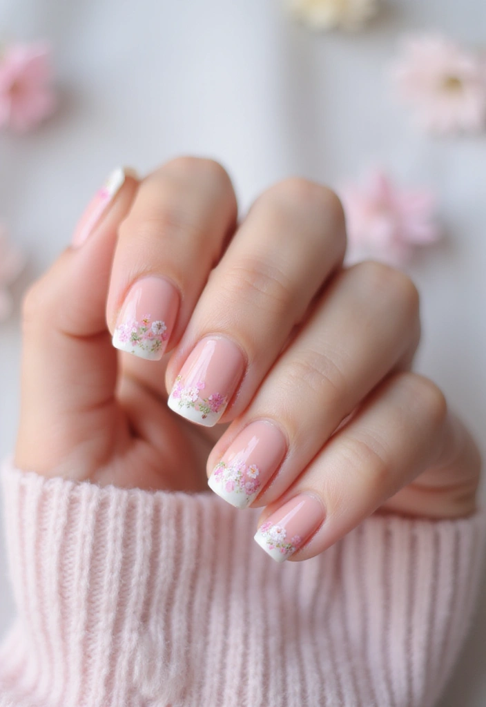 13 Unique French Tip Nails Designs You Didn’t Know Existed (Prepare to Be Inspired!) - 3. Floral French Tips