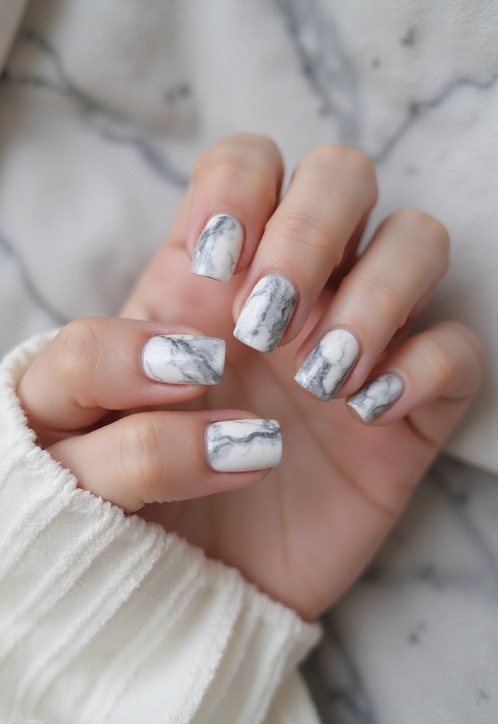 13 Unique French Tip Nails Designs You Didn’t Know Existed (Prepare to Be Inspired!) - 6. Marble French Tips