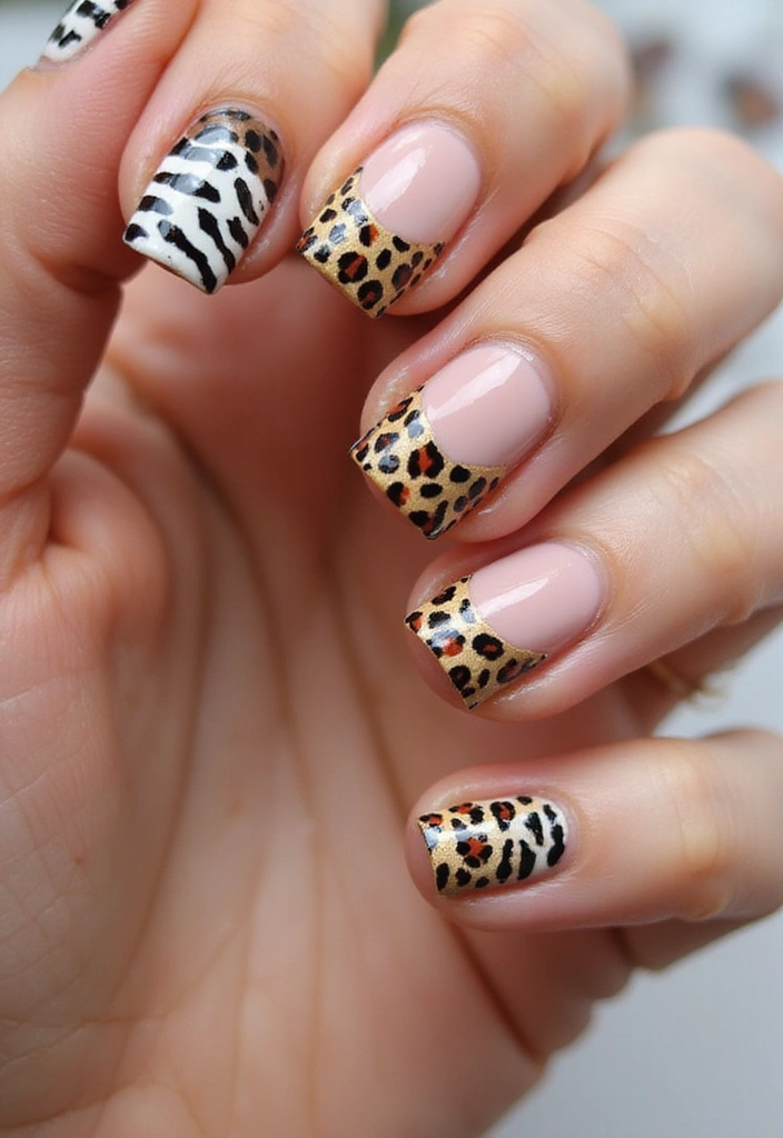 13 Unique French Tip Nails Designs You Didn’t Know Existed (Prepare to Be Inspired!) - 7. Animal Print French Tips