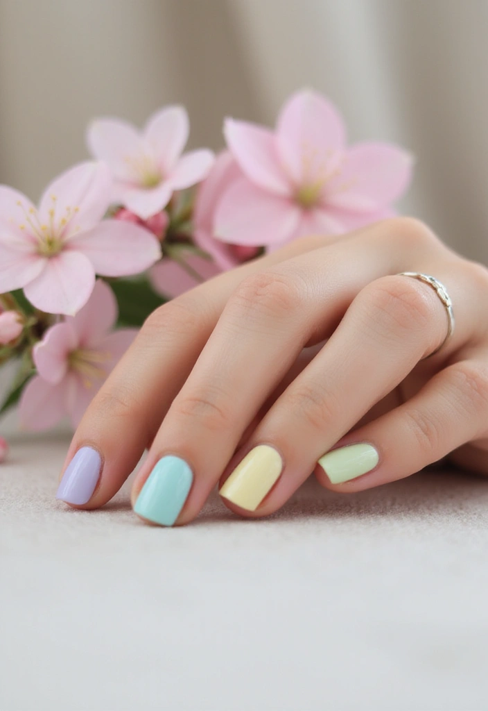 14 Bright and Fun Spring Nails Inspiration You’ll Want to Show Off! - 1. Pastel Rainbow Delight