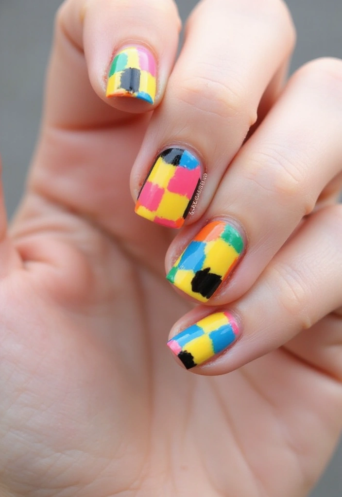 14 Bright and Fun Spring Nails Inspiration You’ll Want to Show Off! - 10. Playful Checkerboard