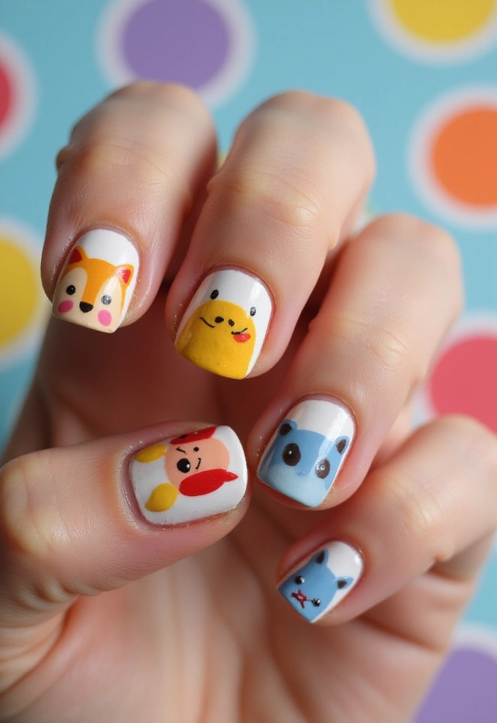 14 Bright and Fun Spring Nails Inspiration You’ll Want to Show Off! - 11. Cute Cartoon Characters