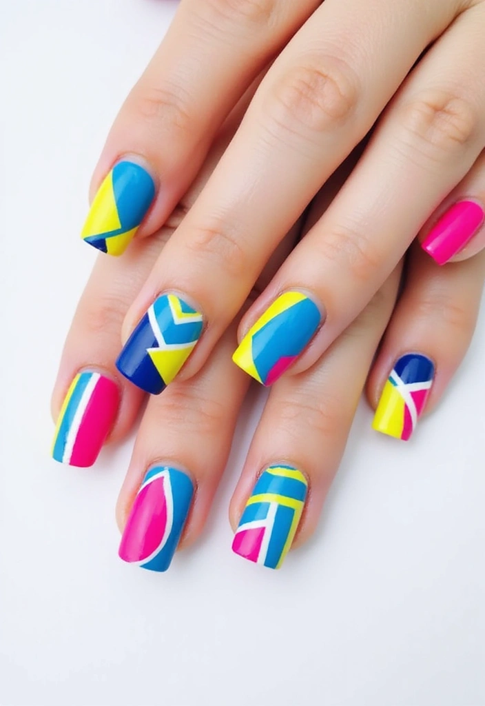 14 Bright and Fun Spring Nails Inspiration You’ll Want to Show Off! - 3. Bold Geometric Shapes