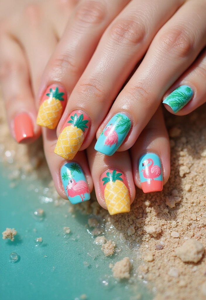 14 Bright and Fun Spring Nails Inspiration You’ll Want to Show Off! - 4. Tropical Vibes