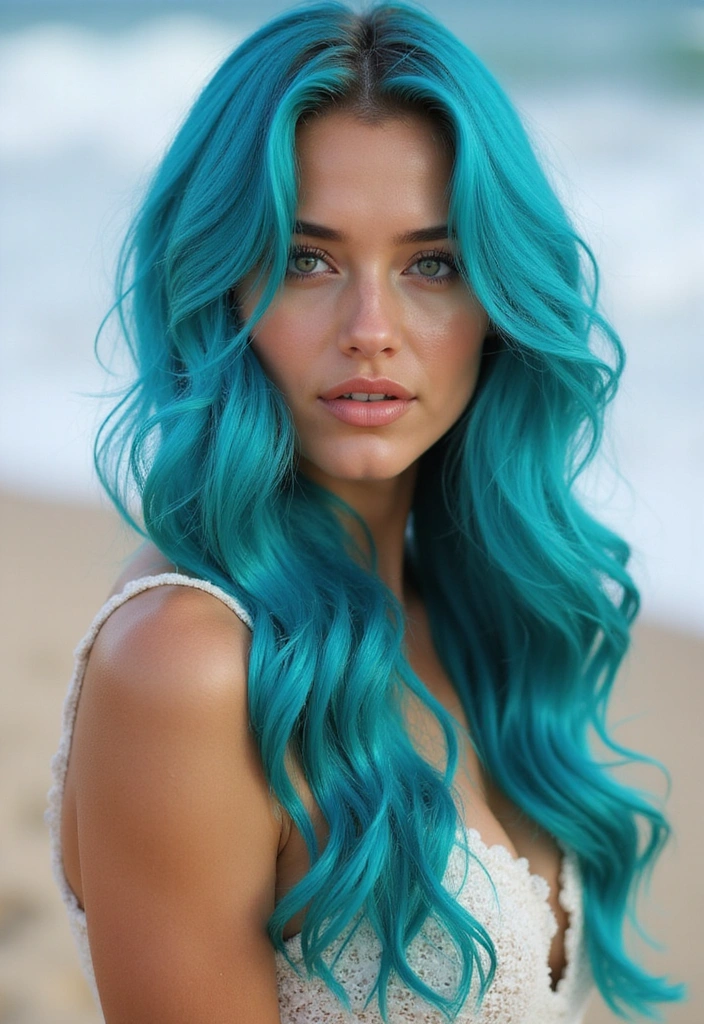 14 Wavy Hair Color Trends for Spring That Will Make You Want to Book a Salon Appointment (#8 Is Gorgeous!) - 2. Ocean Blue Waves