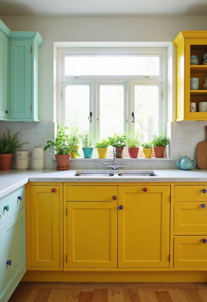 15 Colorful Kitchen Decor Ideas to Brighten Your Spring (You Won't Believe #8!) - 1. Vibrant Painted Cabinets