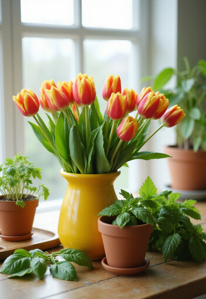 15 Colorful Kitchen Decor Ideas to Brighten Your Spring (You Won't Believe #8!) - 7. Fresh Flowers and Plants