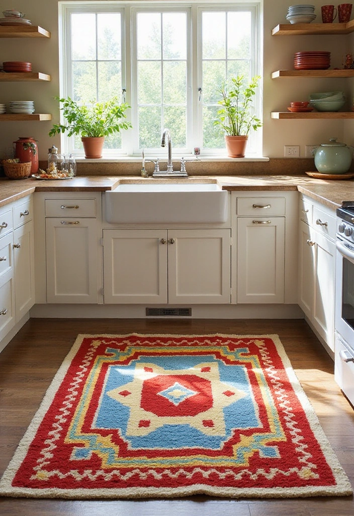 15 Colorful Kitchen Decor Ideas to Brighten Your Spring (You Won't Believe #8!) - 8. Eye-Catching Rugs