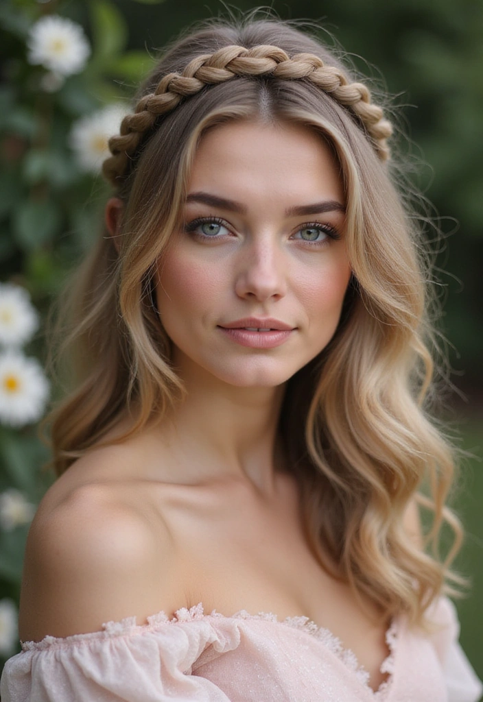 18 Beautiful Braided Hairstyles for Prom (Get Inspired by #9!) - 12. Braided Crown with Loose Waves