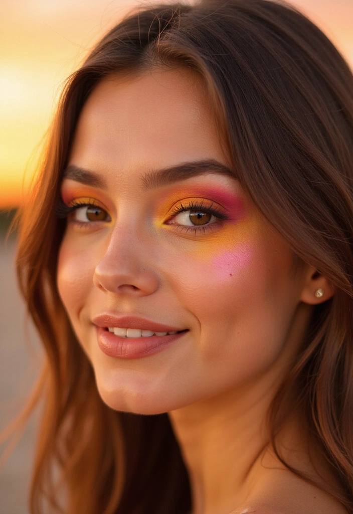 18 Festival Eye Shadows That Will Make You the Life of the Party (Warning: #11 Is Wild!) - 13. Sunset Vibes