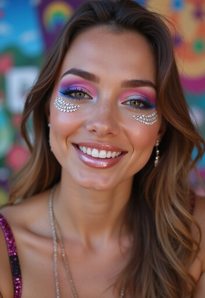 18 Glamorous Makeup Ideas for Brown Eyes That Will Turn Heads at Any Party! - 18. Festival Glam