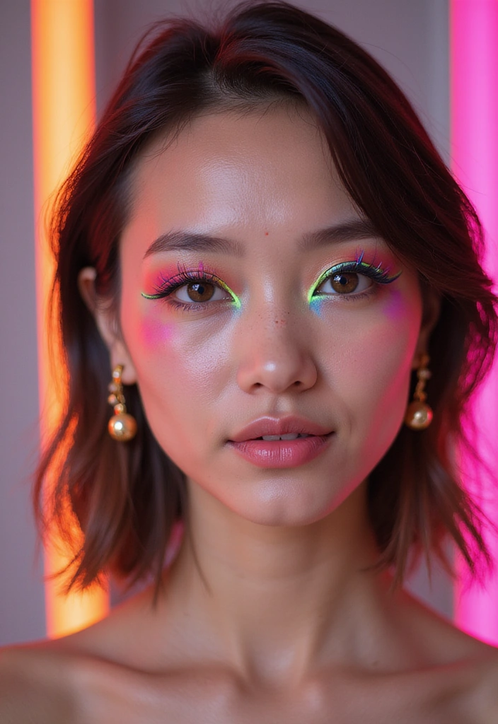 18 Glamorous Makeup Ideas for Brown Eyes That Will Turn Heads at Any Party! - 8. Daring Neon Pop