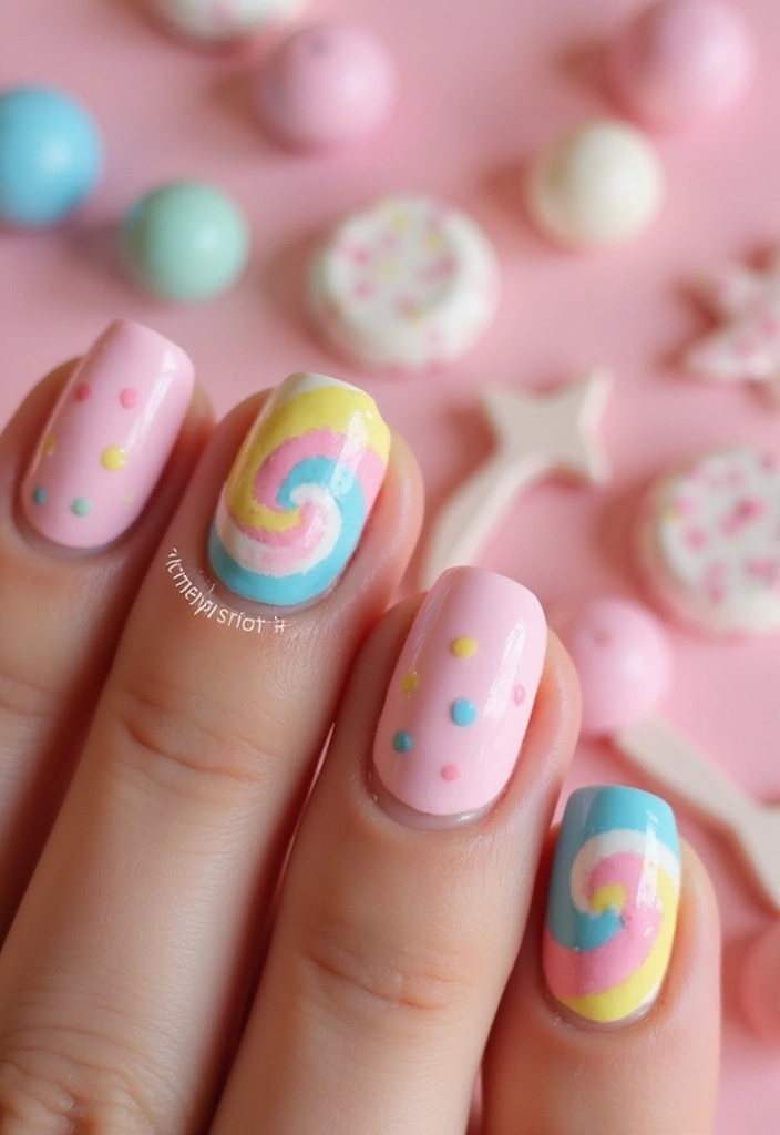 19 Easy Pastel Nail Designs That Will Blow Your Mind (Especially #6!) - 17. Candy Swirls