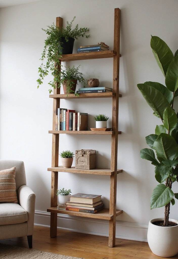 21 Affordable Home Decor Hacks That'll Make You the Envy of All Your Friends! - 12. Repurposed Ladder Bookshelf