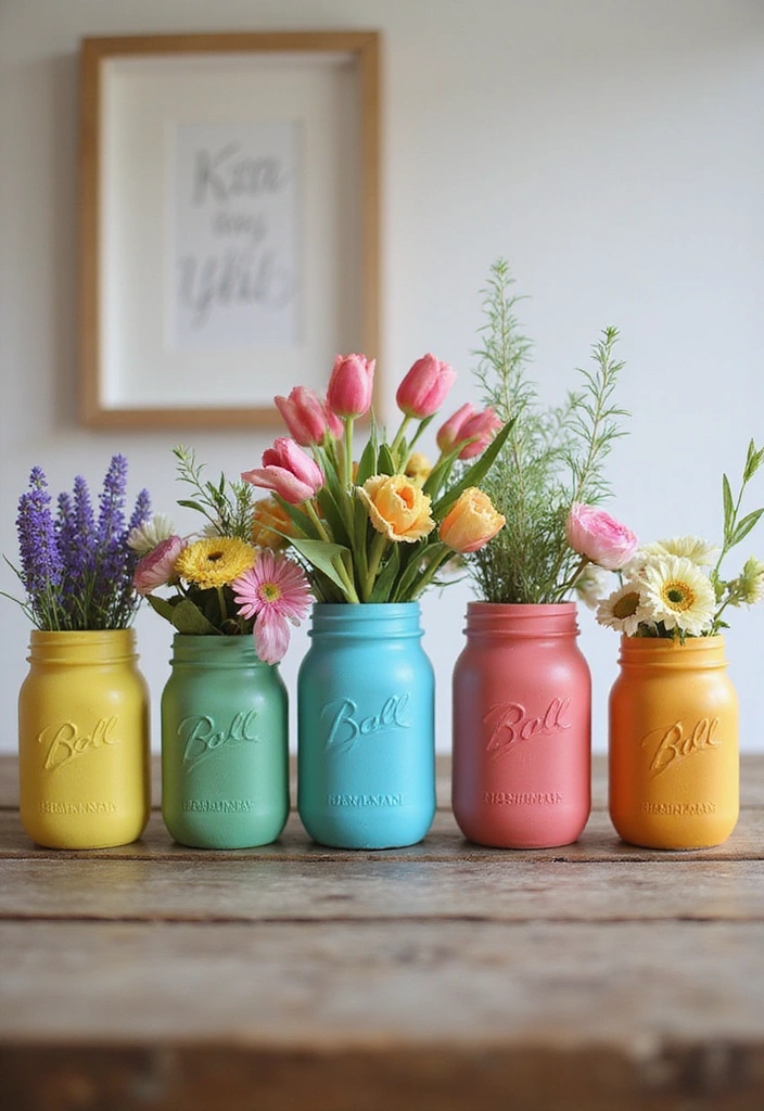 21 Affordable Home Decor Hacks That'll Make You the Envy of All Your Friends! - 3. Painted Mason Jar Vases