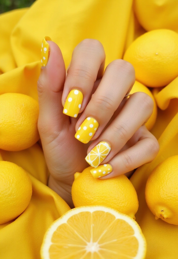21 Vibrant Spring Nail Ideas That Will Make You Smile (Don't Miss #13!) - 1. Sunny Lemonade Delight