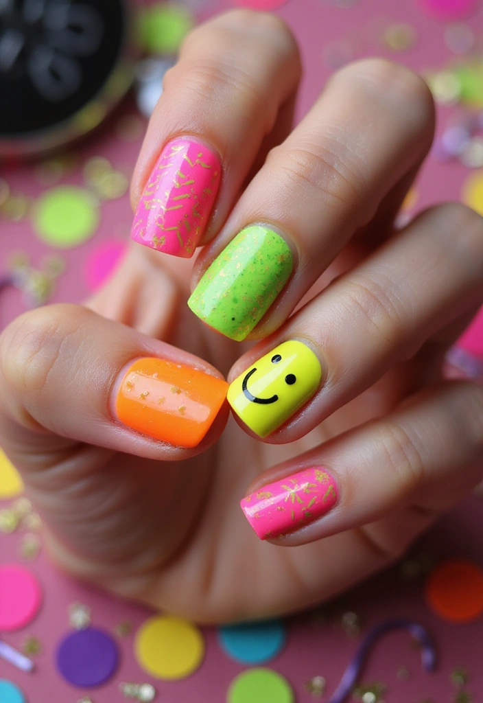 21 Vibrant Spring Nail Ideas That Will Make You Smile (Don't Miss #13!) - 13. Neon Fun (Don’t Miss This!)