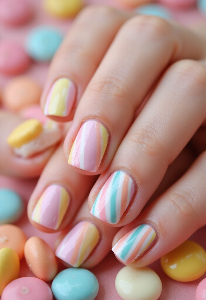 21 Vibrant Spring Nail Ideas That Will Make You Smile (Don't Miss #13!) - 16. Sweet Candy Stripes