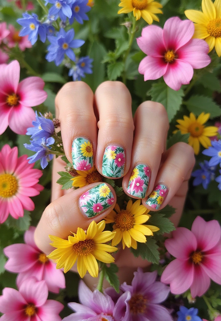 21 Vibrant Spring Nail Ideas That Will Make You Smile (Don't Miss #13!) - 18. Bright and Bold Floral