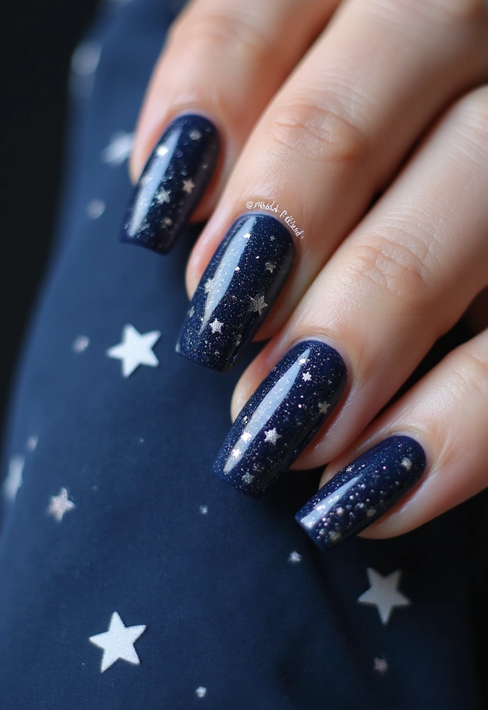 21 Vibrant Spring Nail Ideas That Will Make You Smile (Don't Miss #13!) - 19. Sparkly Starry Night