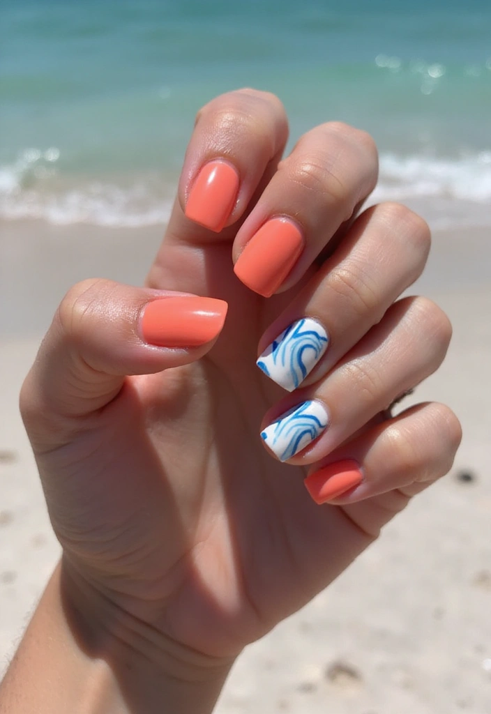 21 Vibrant Spring Nail Ideas That Will Make You Smile (Don't Miss #13!) - 6. Coral Reef Bliss