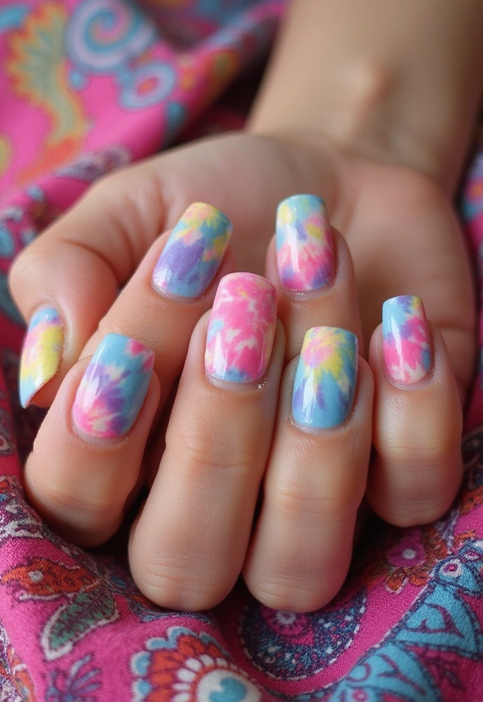 21 Vibrant Spring Nail Ideas That Will Make You Smile (Don't Miss #13!) - 8. Tie-Dye Vibes