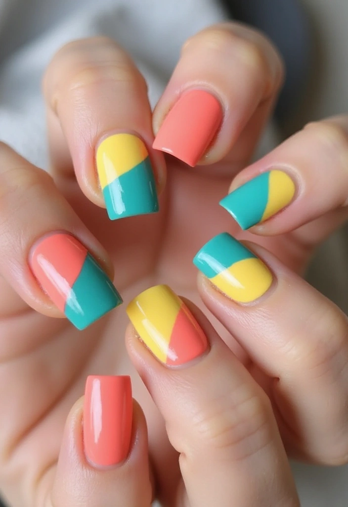 22 Spring Nail Inspirations That Will Spark Your Creativity (Trust Us, #9 Is a Must-Try!) - 11. Color-blocked Nails