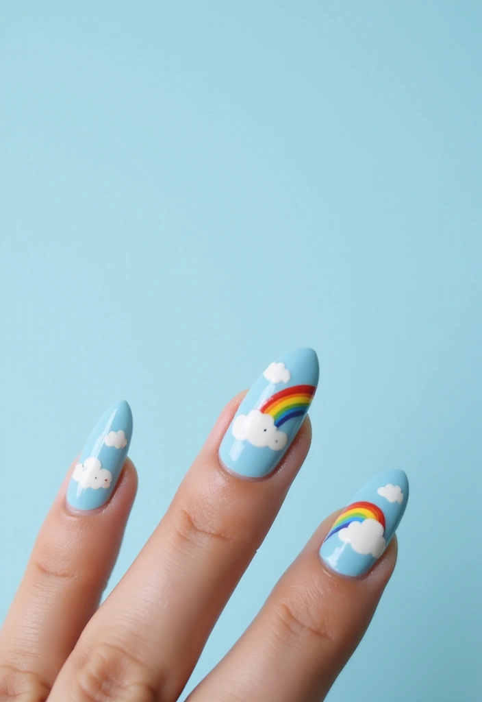 22 Spring Nail Inspirations That Will Spark Your Creativity (Trust Us, #9 Is a Must-Try!) - 22. Whimsical Cloud Nails