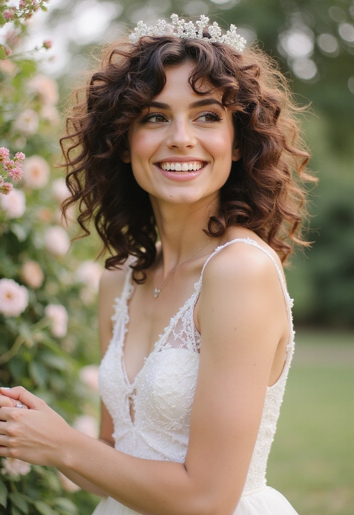 24 Gorgeous Curly Hairstyles for Weddings That Will Make You the Star of the Day! - 12. Curly Shag Hairstyle