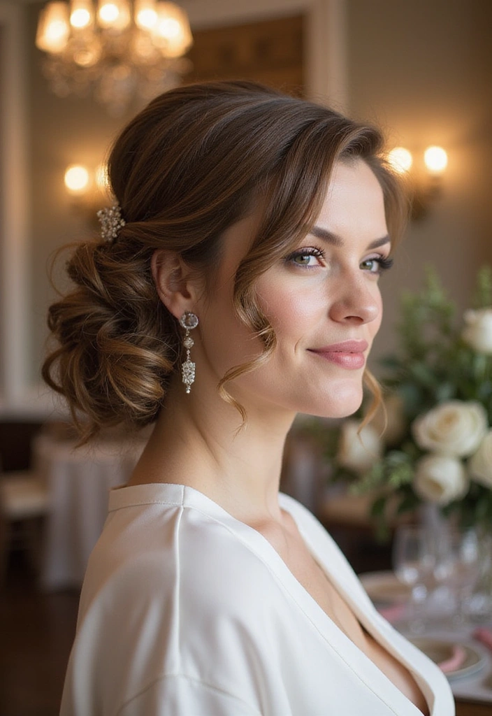 24 Gorgeous Curly Hairstyles for Weddings That Will Make You the Star of the Day! - 16. Curly Side Bun