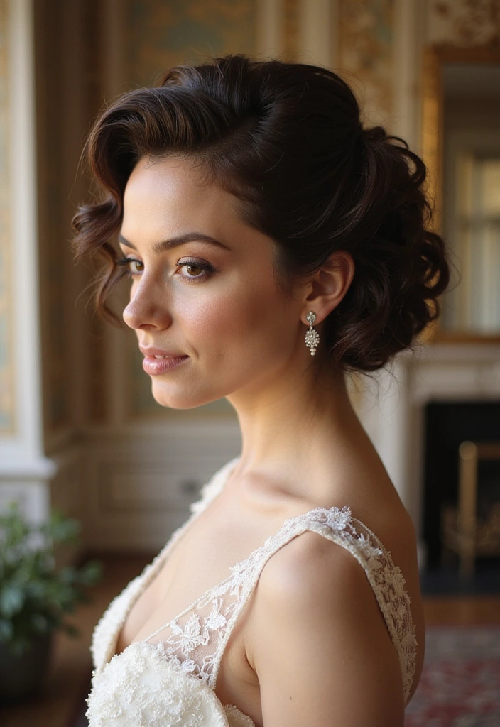 24 Gorgeous Curly Hairstyles for Weddings That Will Make You the Star of the Day! - 18. Curly Vintage Updo