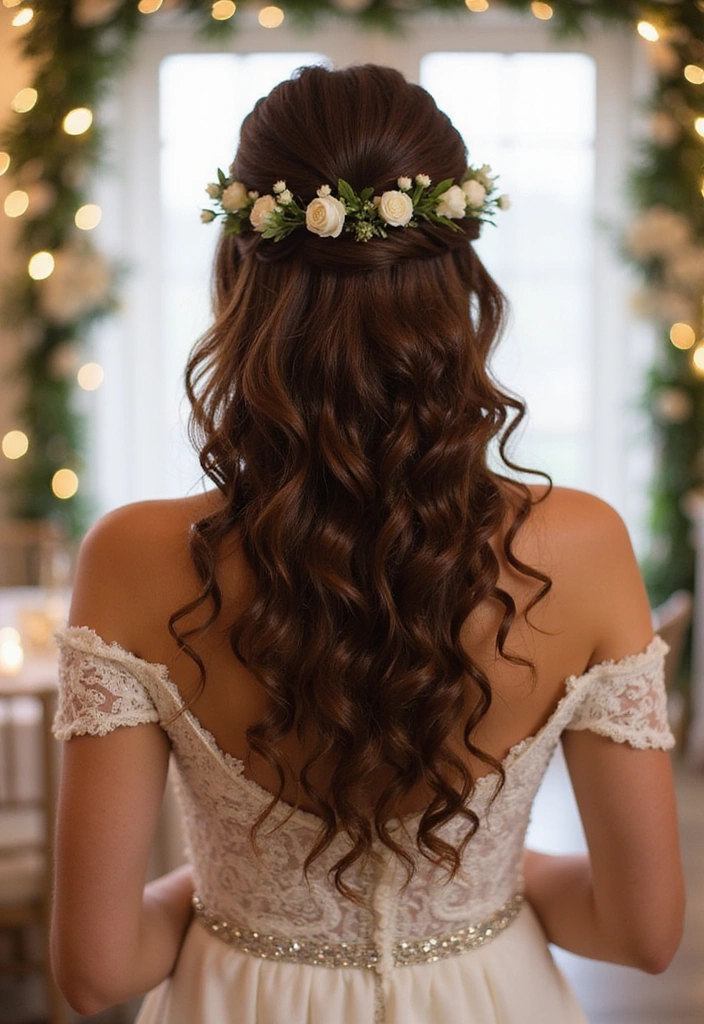 24 Gorgeous Curly Hairstyles for Weddings That Will Make You the Star of the Day! - 2. Romantic Half-Up, Half-Down