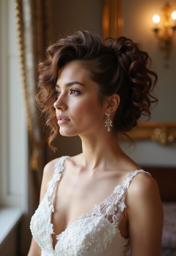 24 Gorgeous Curly Hairstyles for Weddings That Will Make You the Star of the Day! - 22. Curly Spiral Updo