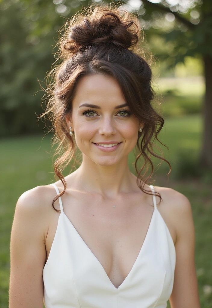24 Gorgeous Curly Hairstyles for Weddings That Will Make You the Star of the Day! - 9. Messy Curly Bun