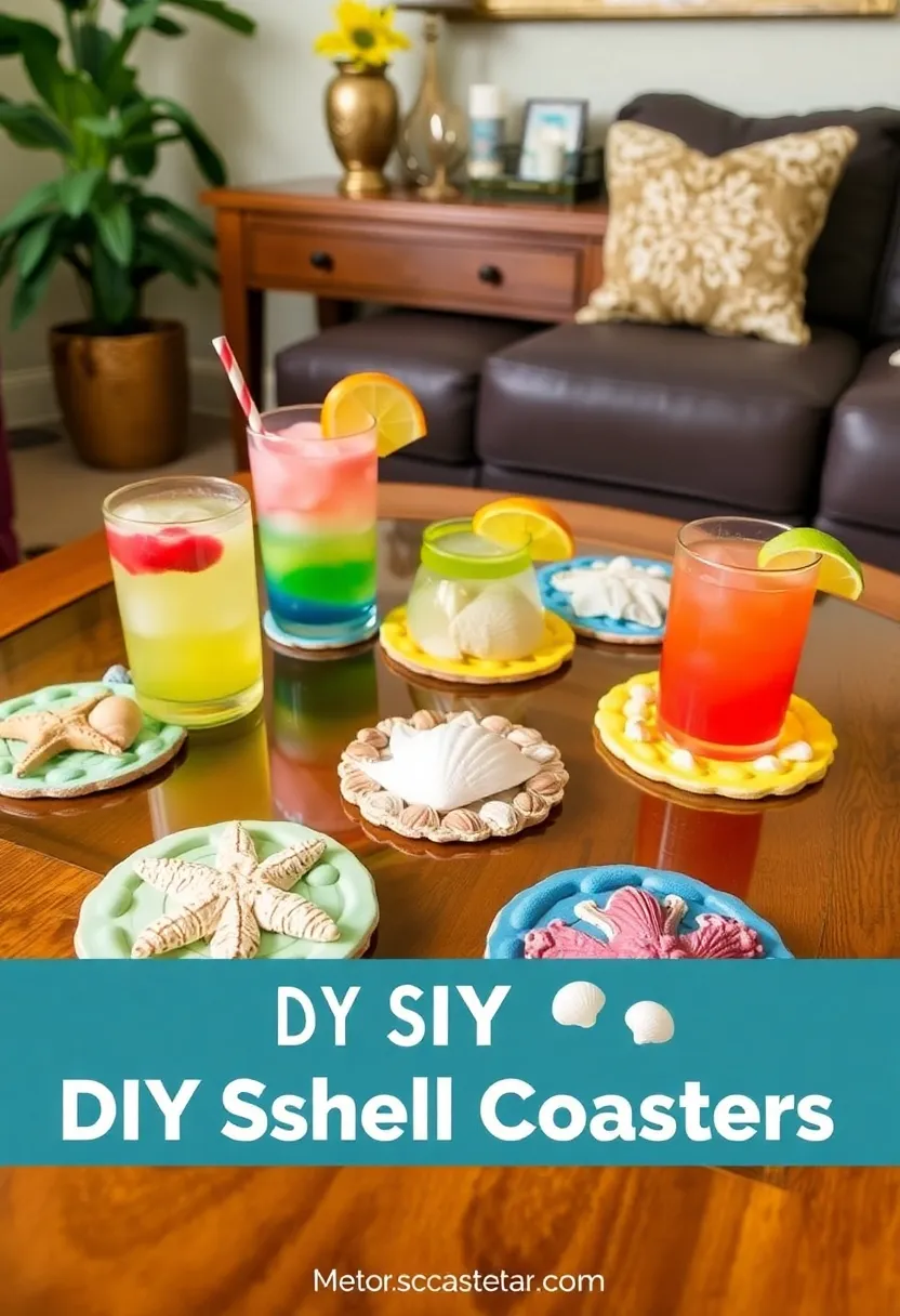 25 Affordable Summer DIY Decor Projects for Your Living Room (You Can Totally Do #11!) - 11. DIY Seashell Coasters