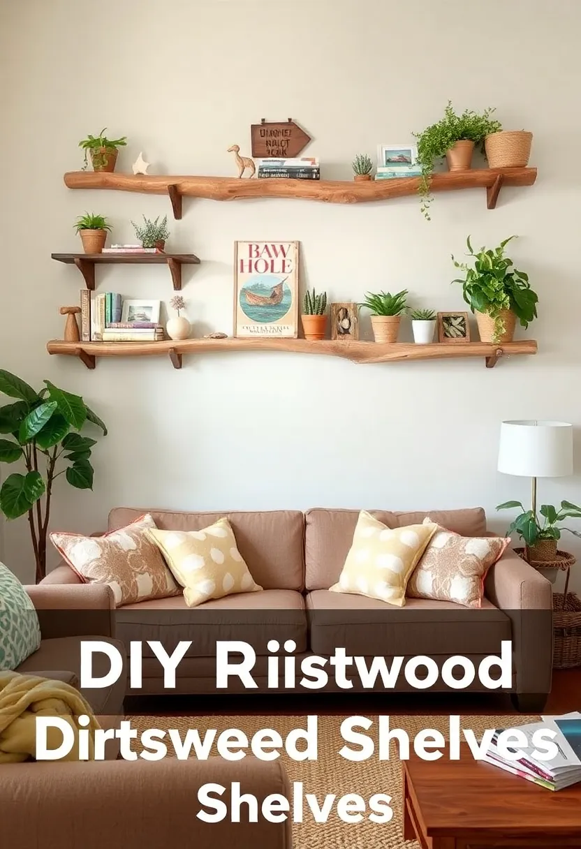 25 Affordable Summer DIY Decor Projects for Your Living Room (You Can Totally Do #11!) - 13. DIY Driftwood Shelves