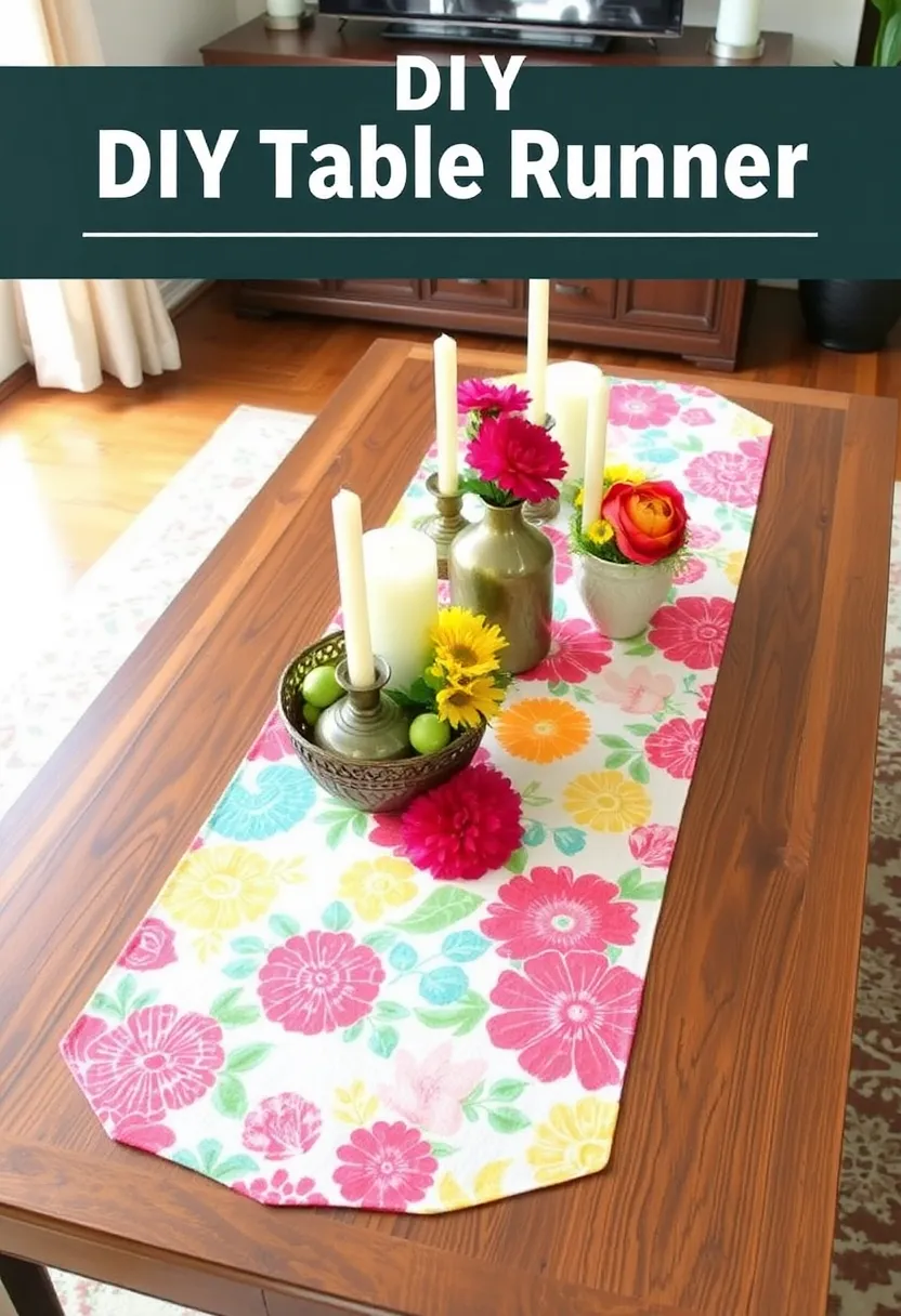 25 Affordable Summer DIY Decor Projects for Your Living Room (You Can Totally Do #11!) - 14. DIY Colorful Table Runner