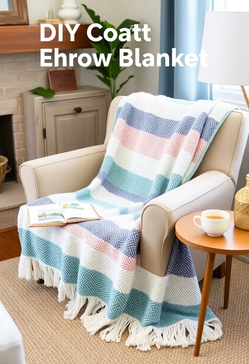 25 Affordable Summer DIY Decor Projects for Your Living Room (You Can Totally Do #11!) - 9. DIY Coastal-Themed Throw Blankets